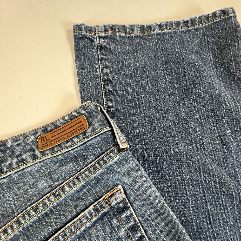 RL Polo Women Jeans‎ Cotton/Spandex Slight flair. SZ 10x32 Kelly Style. Med Wash - Picture 3 of 9